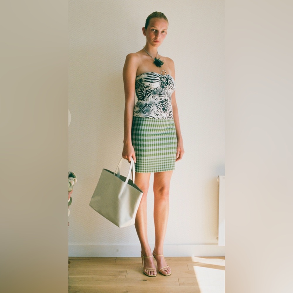 Maryam Nassir Zadeh Maxime Skirt in Sea Plaid